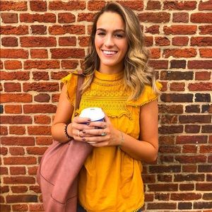 Mustard yellow embroidered blouse